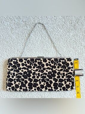 Leopard Print Clutch with Silver Chain